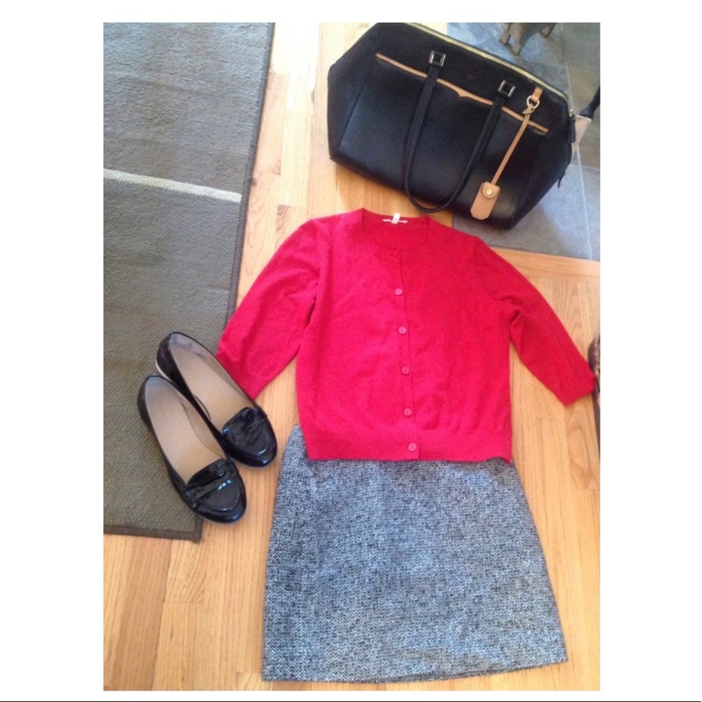 Eileen Fisher Red Fuzzy Cardigan Size Small